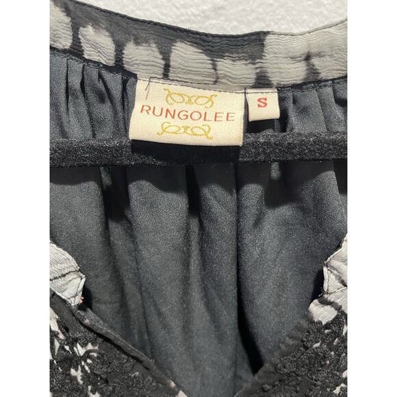 Rungolee Women's Fairy Black Crepe Silk Tie Dye Dress - Small - Picture 3 of 9